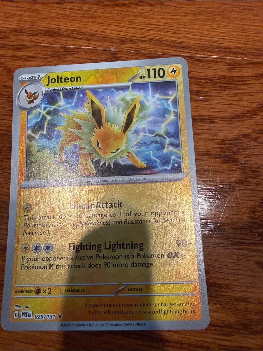 Pokemon Jolteon Holographic Yellow Blue
